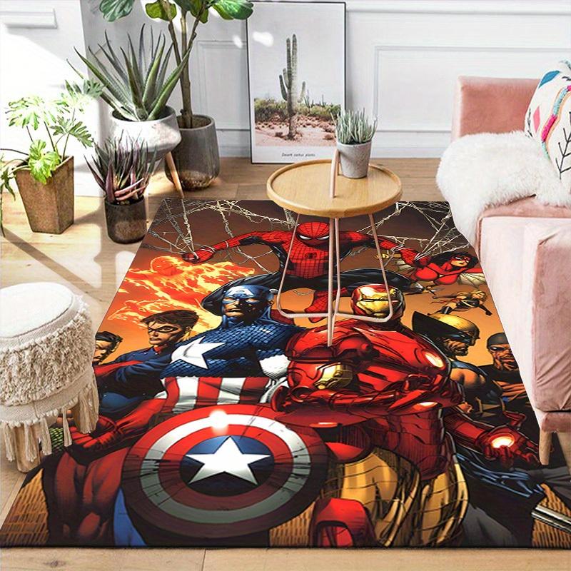 1 шт. Коврик для пола Marvel Мстители Супергерои, Нескользящий коврик, Дизайн с персонажами мультфильмов, Мягкий велюр, Декор для комнаты, Моющийся