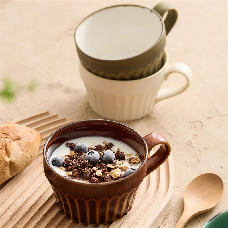 Творческая керамическая кружка Японская ретро-кофейная чашка Завтрак Молоко Овсянка Чашки Суповая чашка для офиса Чайная чашка Эспрессо Кружка Посуда для напитков