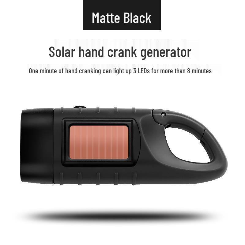 Solar Hand-Crank Multifunction LED Flashlight & Emergency Power Supply for Outdoor Camping