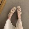 Fashion 2025 New Women Mesh Fishnet Ballerina Flats Comfortable Buckle Strap Ballet Flats Breathable Casual Walking Shoes for Commuting