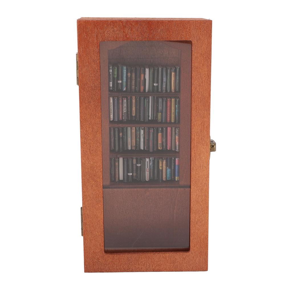 Anxiety Relief Bookshelf Wooden Novel Display Cabinet Ornament with 1 Pack Book Figurine for Study