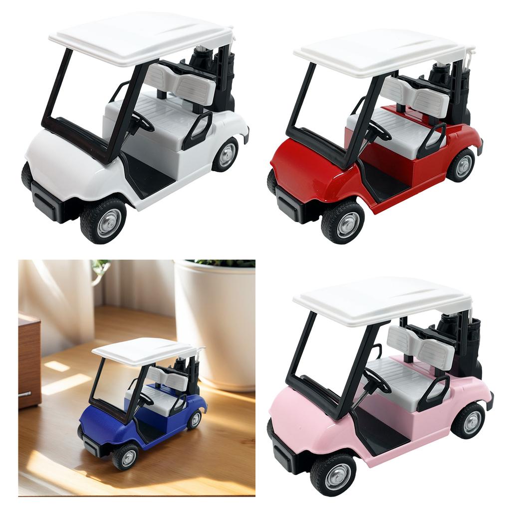 1:20 Scale Miniature Metal Golf Cart Replicas Model with Clubs Cake Toppers Decorative Ornament For Home Office Display