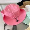 Spring Summer Bucket Hat Sunscreen Bow Strap Bucket Hats New Fishing Caps