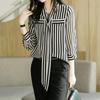 Летне-осенняя элегантная мода для офисной леди, модные женские блузки с полосатым принтом 2024, темпераментная рубашка с длинным рукавом, женская футболка