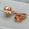 Изысканные Русские Серьги из 585 Фиолетового Золота с Цитрином Позолоченные Розовым Золотом Цвет Золота Модные Серьги с Характером