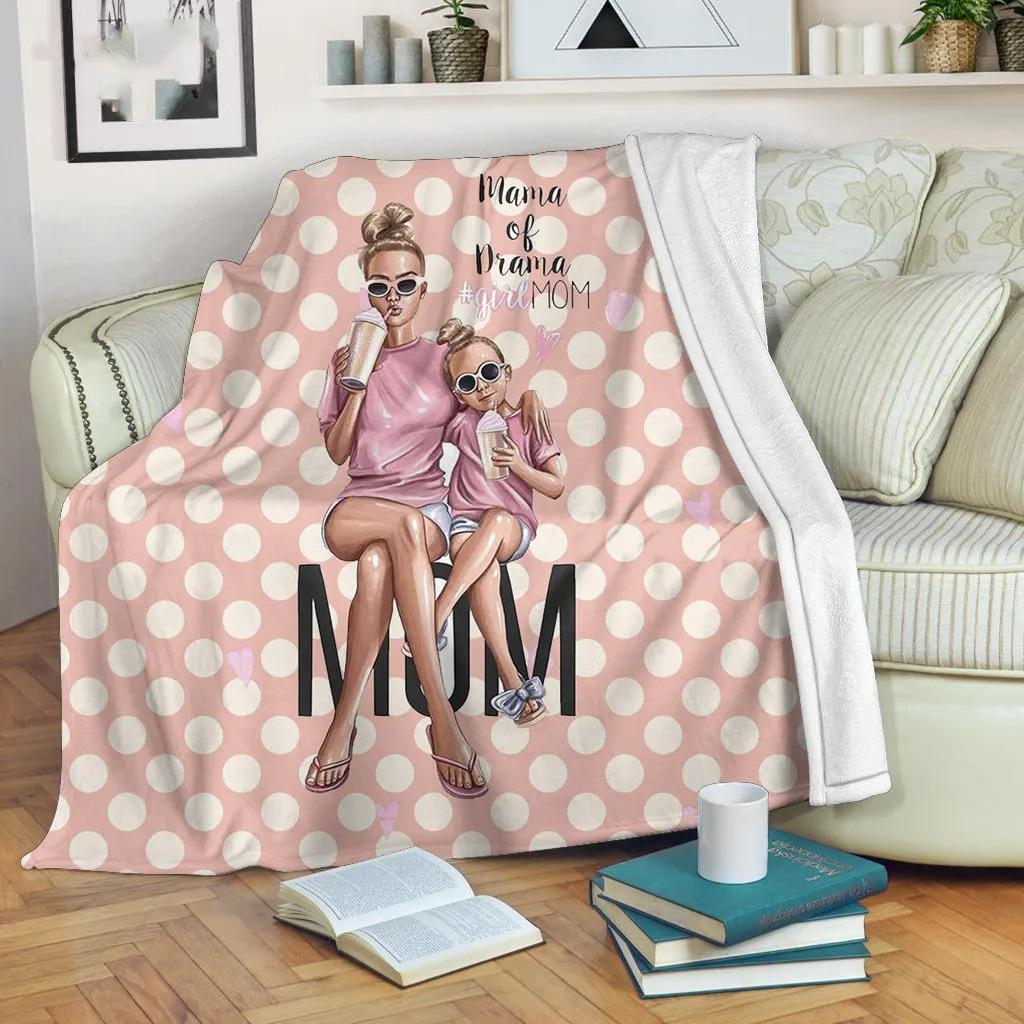 Cartoon mother and daughter blanket winter soft flannel warm blanket sofa bedroom blanket direct supply