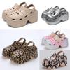 Women Summer Super High Wedge Heel Slippers Female Leopard Thick Bottom Clogs for Women Closed Toe Chunky Platform Sandals