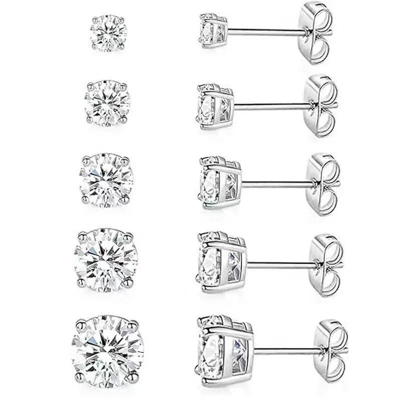 Luxury Moissanite Stud Earrings White Gold Plated 925 Silver Round Cut Lab Diamond Screw Ear Studs For Women