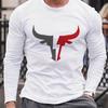 Мужская повседневная спортивная футболка с круглым вырезом и длинными рукавами с принтом быка