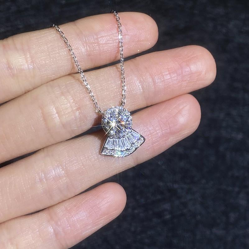 Womens Skirt Pendant Necklace 1ct Moissanite Choker Chain Fashion Jewelry