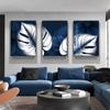 Blue White Plant Leaf Picture Canvas Poster Print Modern Home Decor Abstract Wall Art Painting Nordic Living Room Decoration