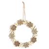 Wooden Hanging Decoration - Flower Wreath - 22 X 22 Cm - Brown