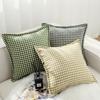 Nordic Retro Houndstooth Linen Pillowcase for Living Room Sofa