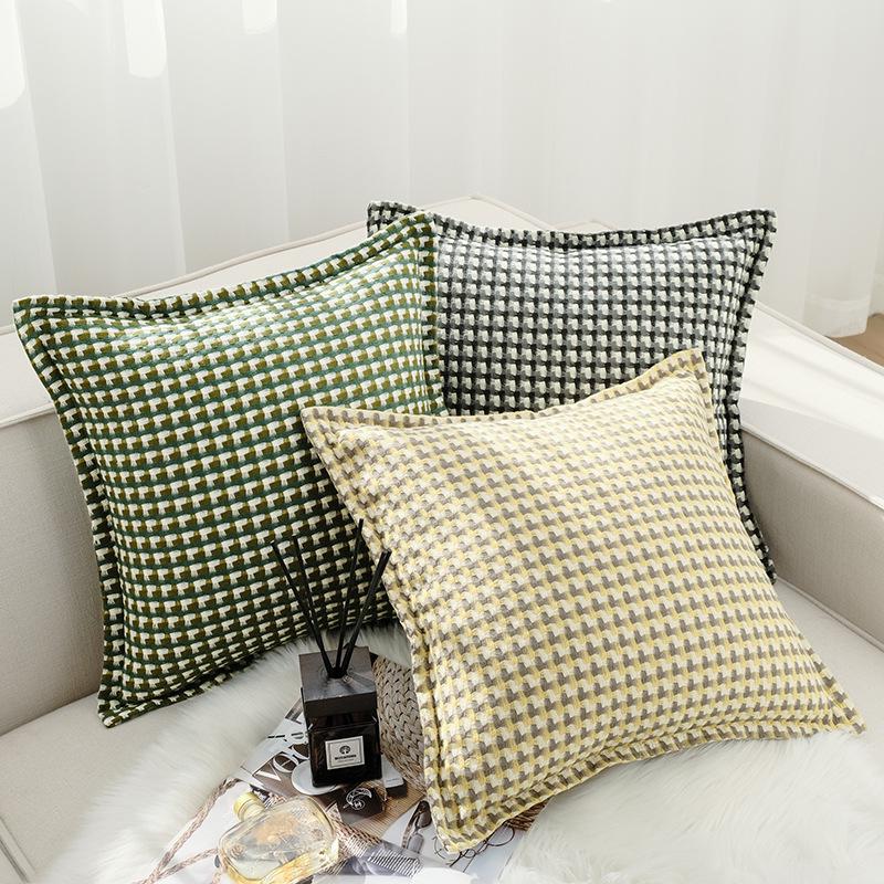 Nordic Retro Houndstooth Linen Pillowcase for Living Room Sofa