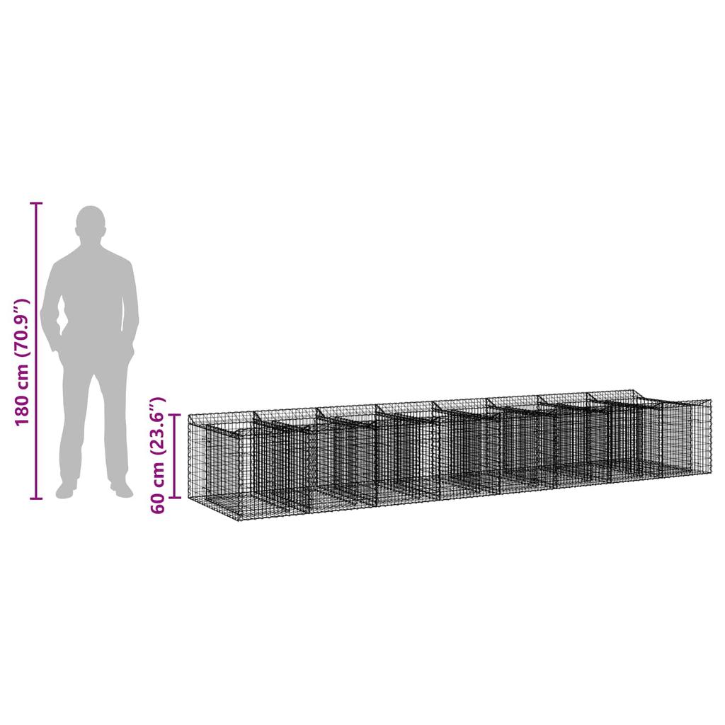 Gabion Raised Bed Set 3 Pieces Silver