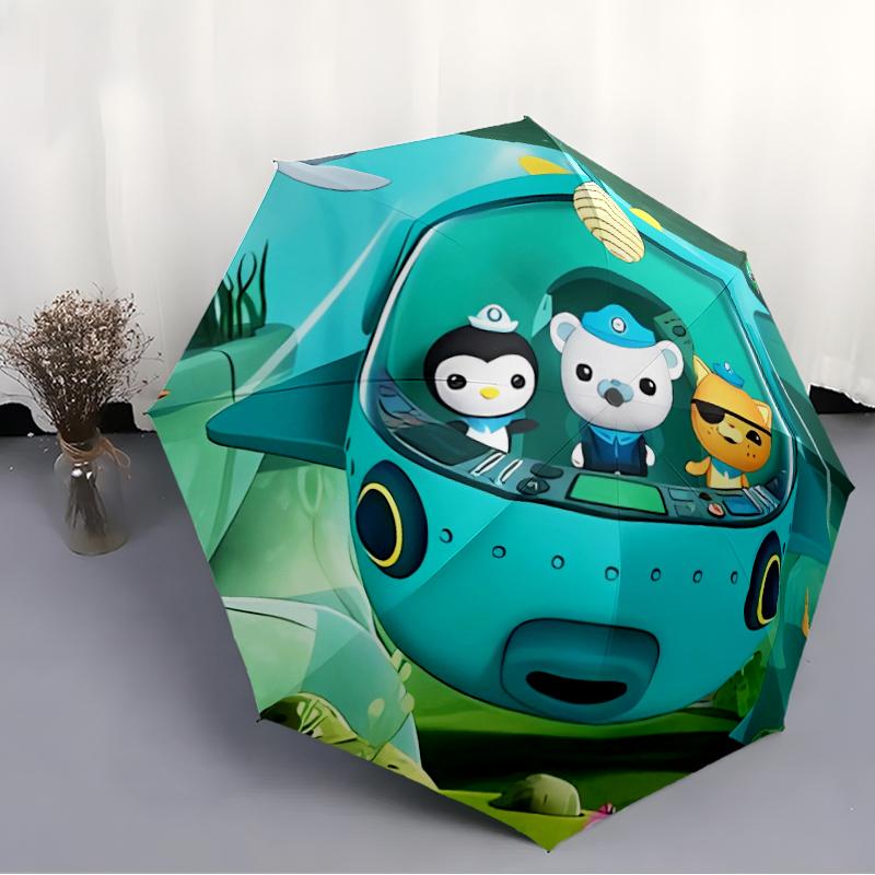 Автоматический зонт Octonauts6 с принтом, 8 спиц, железный каркас, пластиковая ручка, подходит для путешествий на открытом воздухе и на каждый день, идеальный подарок