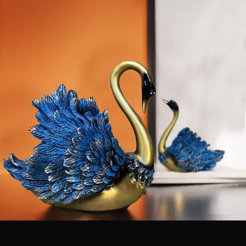 Latest Hand Crafted Swan Pair Home Decor Figurine | Decorative Showpiece (Pack of 2, Blue)