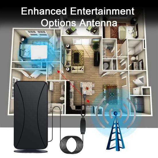 Indoor Digital TV Antenna Signal Booster 50-80 Mile Range 1080p Support Universal Easy