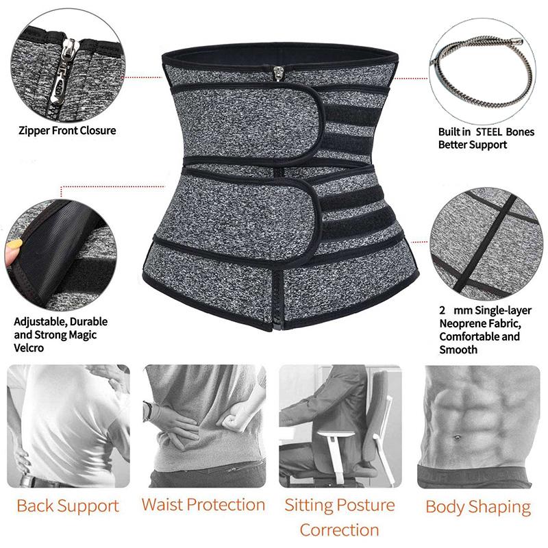 Men Waist Trainer Cincher Corset Back Support Sweat Sauna Trimmer Belt Tummy Control Body Shaper Workout Compression Belly Band Slimming Shapewear