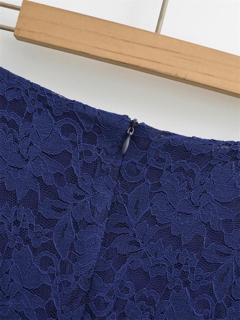 Тонкая кружевная юбка-миди с высокой талией для женщин, весна и осень