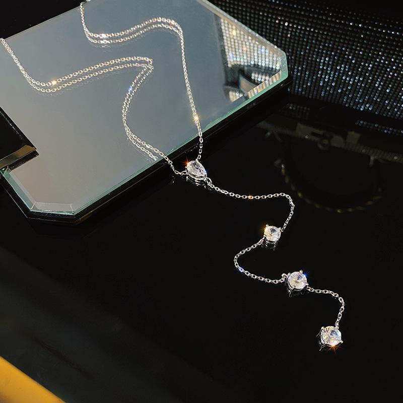 Элегантное циркониевое колье-капля - Роскошное украшение на ключицу для женщин