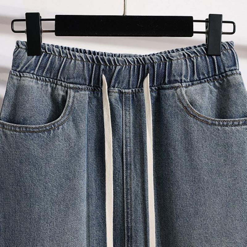 DIMANAF 2025 Новая летняя джинсовая юбка Женская Свободная Повседневная Джинсовая Большая Синяя