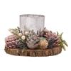 Blush Pink Foliage Mercury Glass Candle Holder on Log Slice Board
