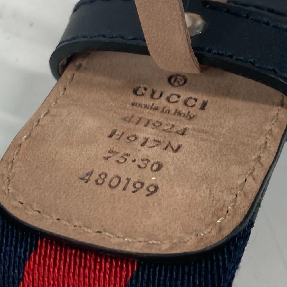Gucci 411924 GG interlocking G Аксессуары для ремня ремень Кожа/Холст Темно-синий/Красный