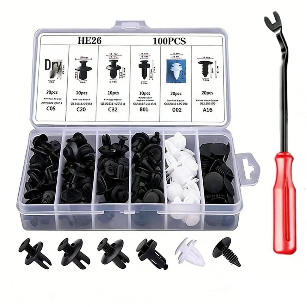 100-Pack Car Door & Fender Clips, Universal Fit for Interior & Trunk Panels