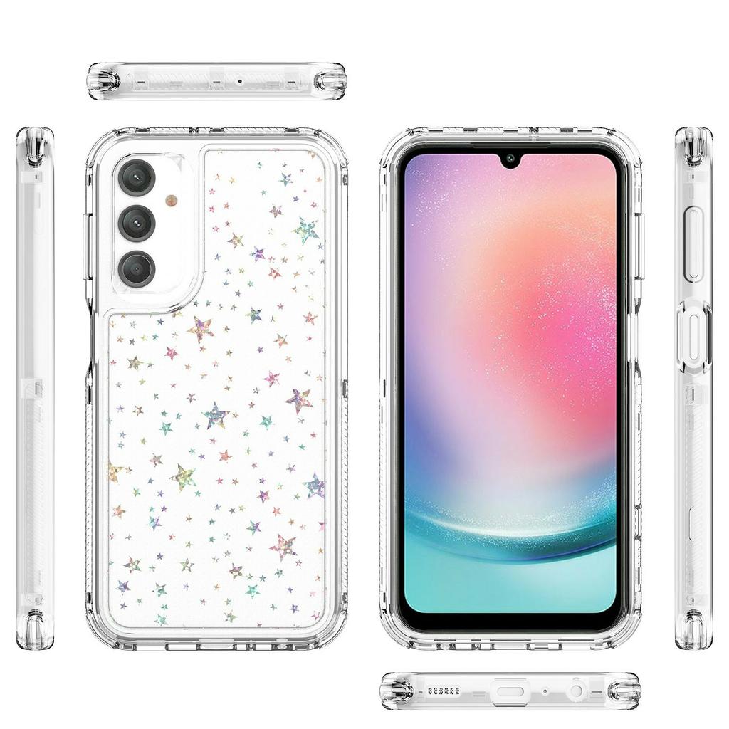 Для Samsung Galaxy A24 4G (162.1мм) Прозрачный акриловый гибридный чехол из ТПУ для телефона с пленкой, напечатанной лазером