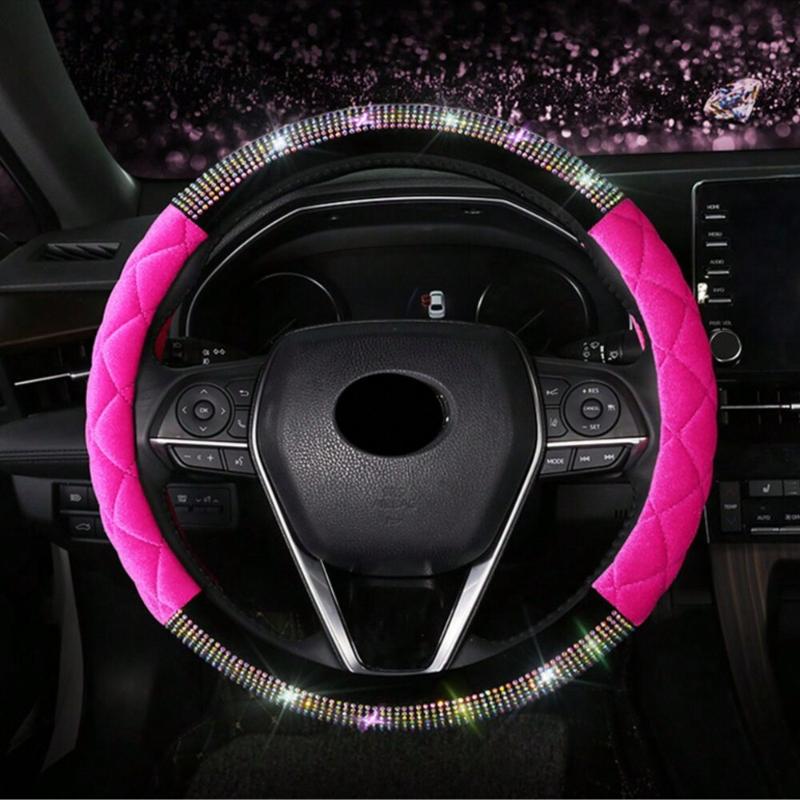 Роскошный ромбовидный бриллиантовый кристалл модный плюшевый чехол на руль автомобиля 38 см универсальные аксессуары для интерьера сохраняют тепло