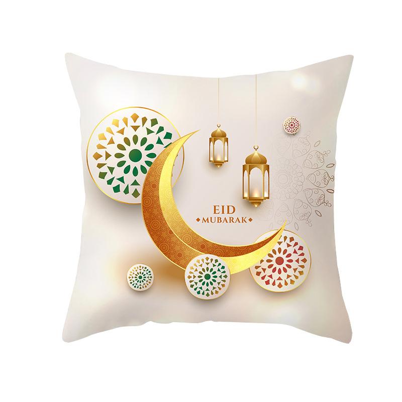Golden Moon Ethnic Mubarak Ramadan Printed Polyester Pillow Case Home Living Room Sofa Bedroom Decoration Pillow Case