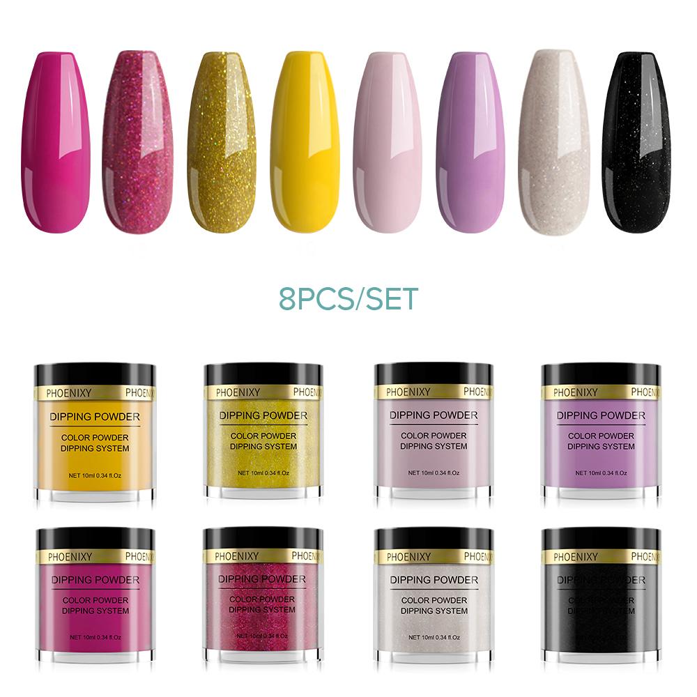 PHOENIXY, 10 г, набор пудры для ногтей, натуральная сухая голографическая система для погружения ногтей, сила