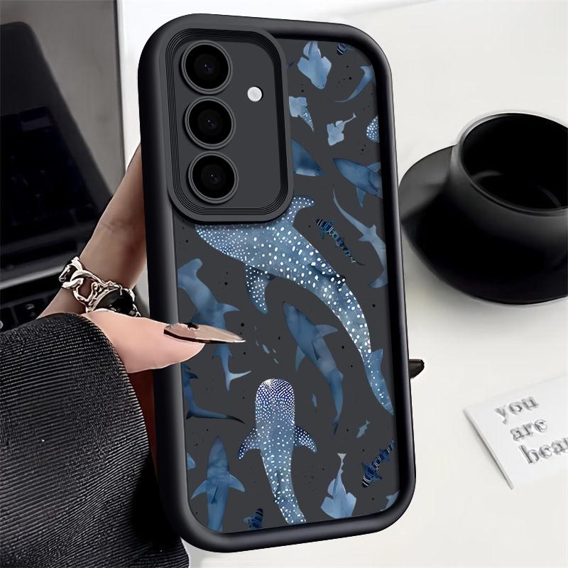 Чехол из ТПУ с принтом акулы и дельфина для Samsung Galaxy A17 A56 A36 A26 A55 A16 A15 A35 A25 5G S25 Edge S22 S23 Ultra S24 FE