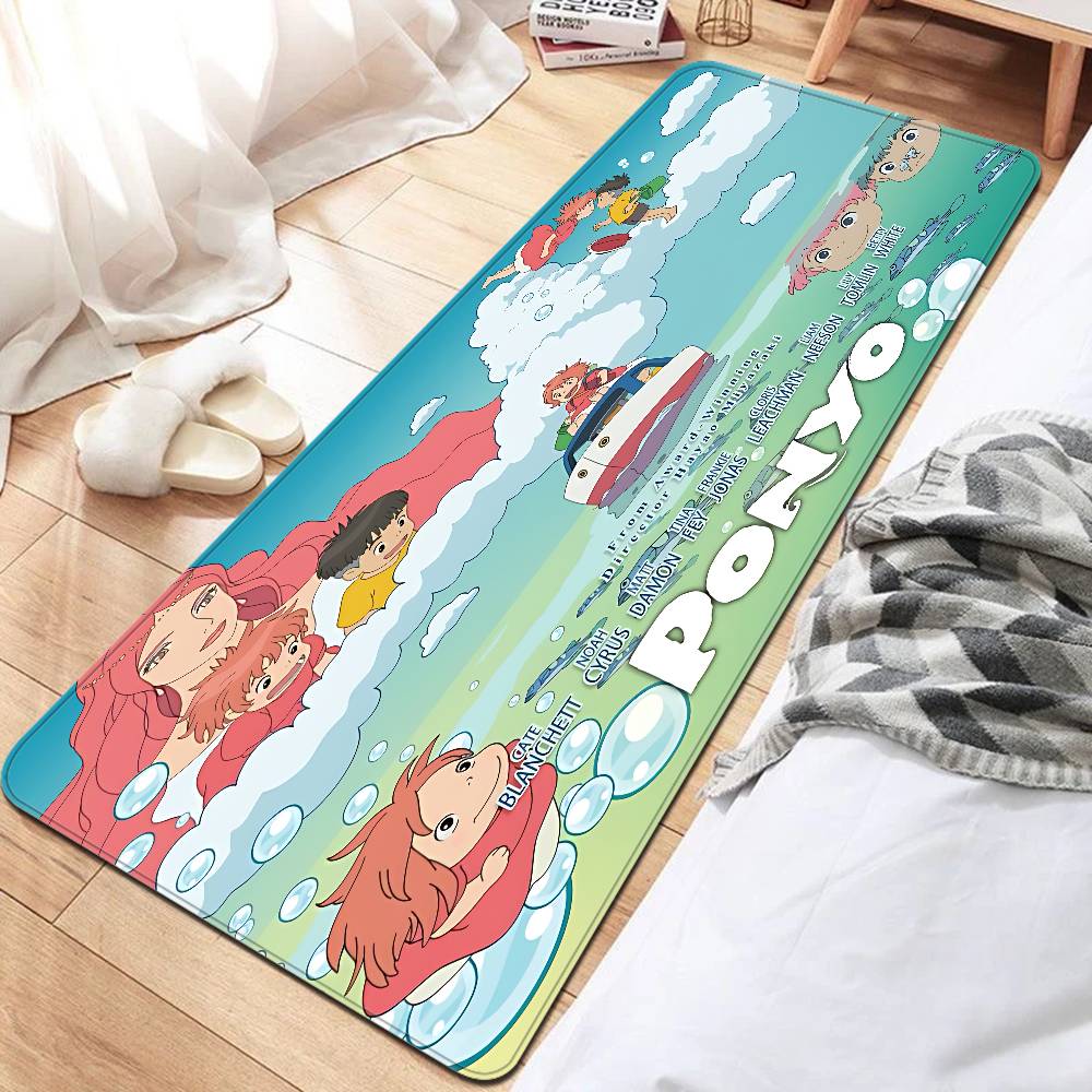 Cute P-Ponyo Movie On The Cliff Anime Floor Mat Rectangle Anti-slip Home Soft Badmat Front Door Indoor Outdoor Mat Welcome