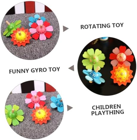 4 PCS Wooden Spinning Tops Toy Colorful Flower Design Hand Spun Tops for Kids Birthday Party Games Hand Eye Coordination Training Toy