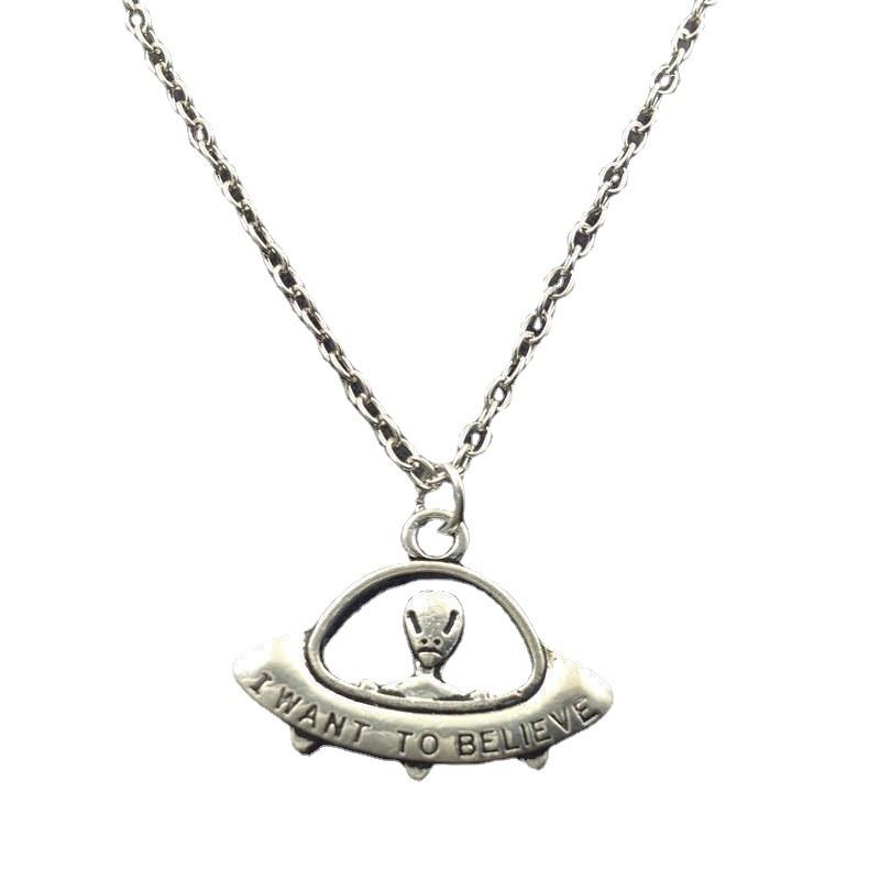 Модное ожерелье с подвеской Alien, ожерелья с космическими людьми, ожерелья с НЛО, преувеличенные крутые ювелирные изделия