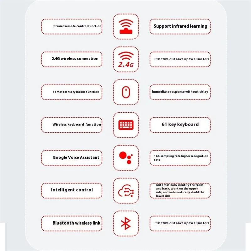 2.4G BT 5.2 Двухрежимный Пульт Дистанционного Управления ИК-обучение T6 Беспроводная Голосовая Воздушная Мышь Перезаряжаемая Через USB Приемник Для Android ТВ-приставки