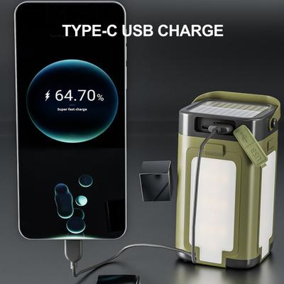 Многофункциональный складной уличный фонарь для кемпинга, павербанк, USB-перезаряжаемый солнечный фонарь, сверхяркий фонарь для пеших походов, подвесной светильник для палатки, аварийный фонарик