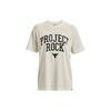 Project Rock Printed Blend Crew Neck Short Sleeve Tee with Drop Shoulder Women Tops Ivory-White 1377449-130