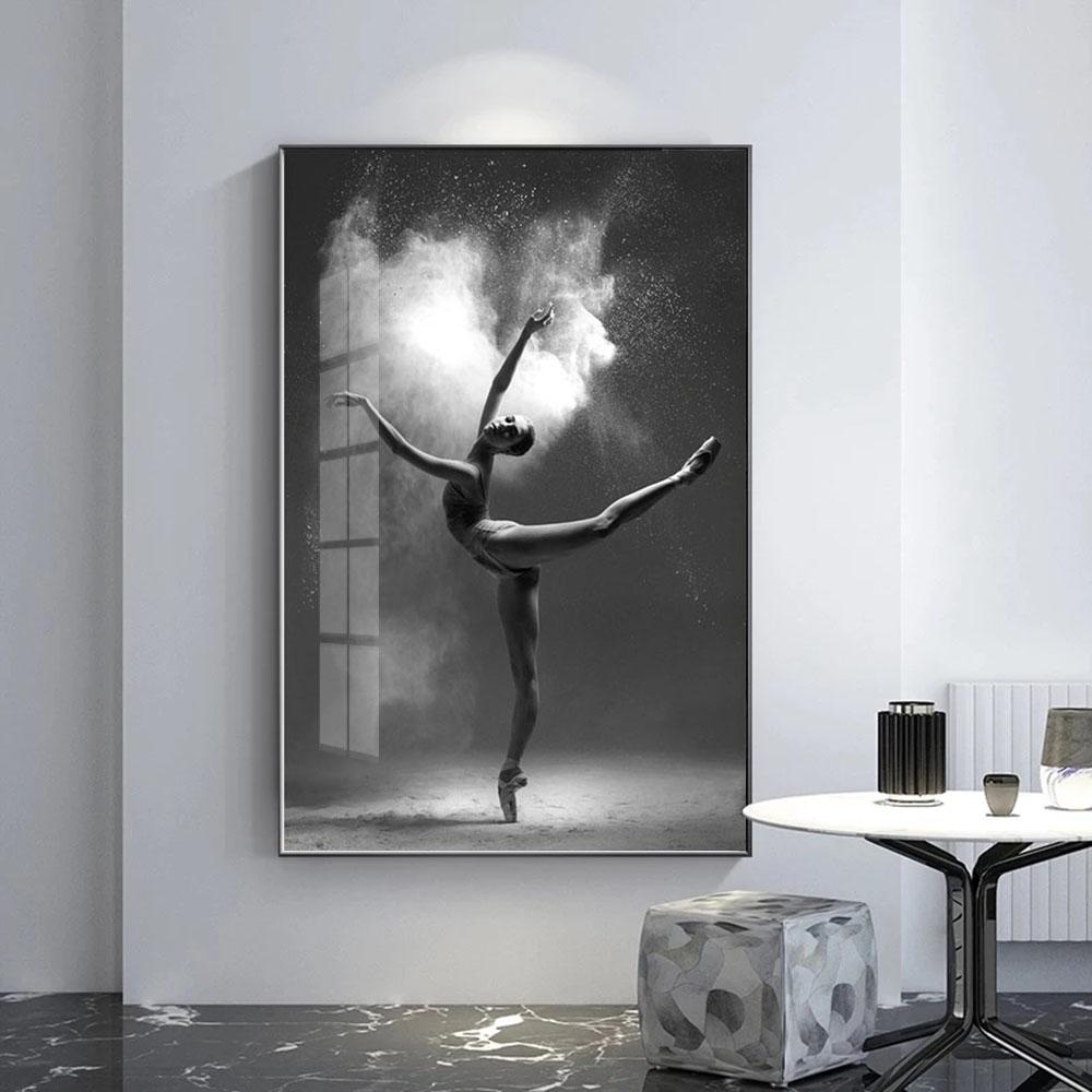 Плакат с балериной и принтом, черно-белая настенная живопись, элегантная поза балерины, фото, холст, картина, настенная картина, декор комнаты