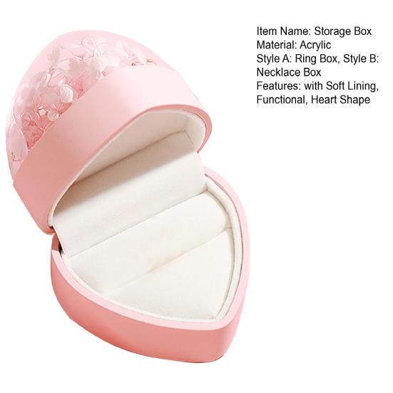 Шкатулка для украшений из стабилизированных цветов в форме сердца, подарочная коробка для ожерелья, романтическая коробка для кольца с розой, подарочная упаковочная коробка для украшений на День святого Валентина, годовщину