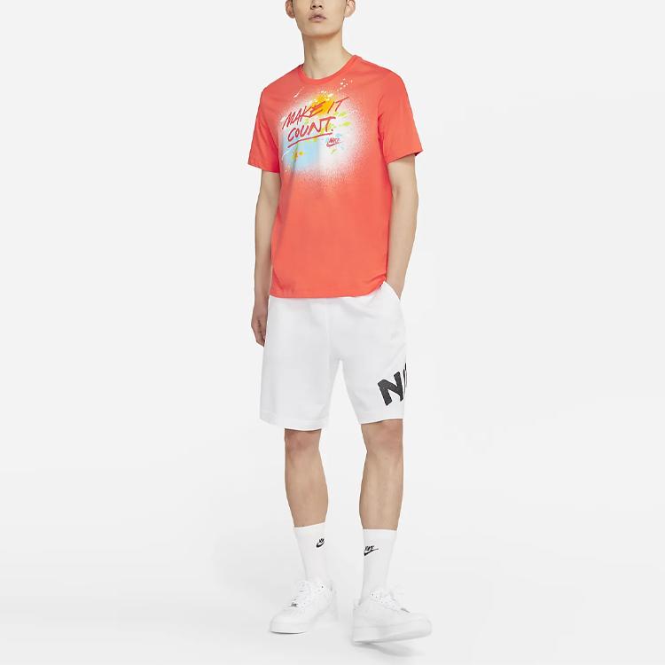 Nike Спортивная футболка с короткими рукавами и принтом всплеска чернил, мужские топы, оранжевый DJ5361-840