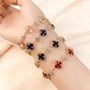 The Bracelet Does Not Fade. Women's Summer Four-leaf Clover Light Luxury Zircon Jewelry Light Luxury Double-sided Simple High-end Bracelet.