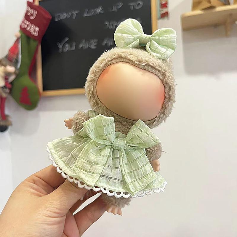 Милая плюшевая кукольная одежда, только одежда, аксессуары для кукол Labubu 17 см, свитер с капюшоном, одежда, сделай сам, детские подарки