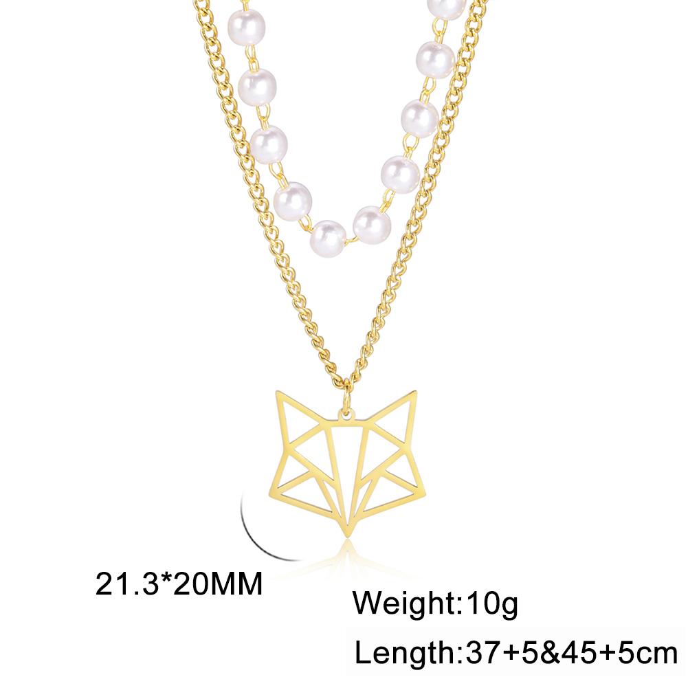 Cazador Hollow Fox Pendant Necklaces for Women Cute Animal Neck Chains Stainless Steel Jewelry Birthday Gifts Wholesale