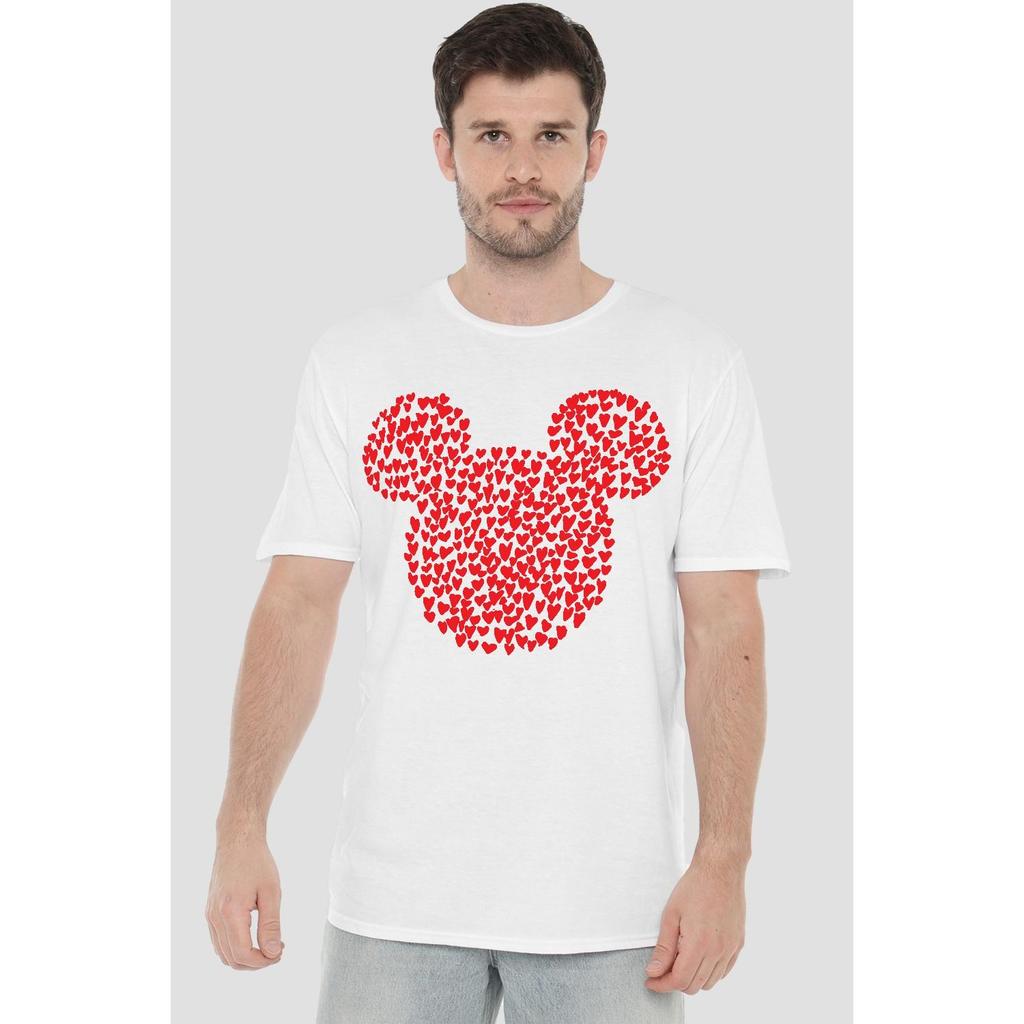 Disney Mens Mickey Mouse Heart Ears Silhouette Valentine`s Day T-Shirt