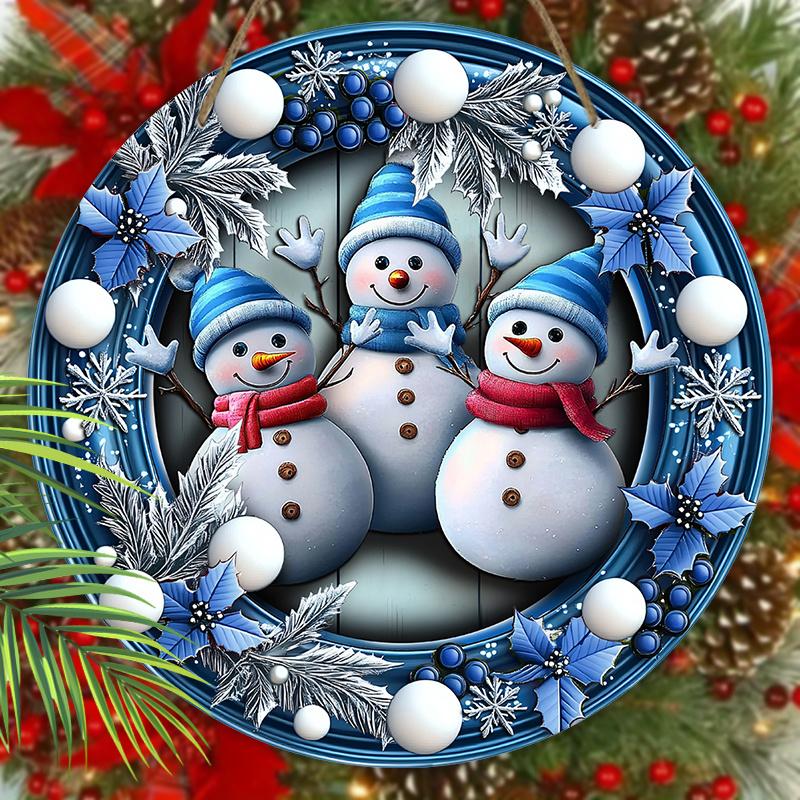Очаровательная деревянная рождественская табличка «Снеговик», милая круглая табличка «Зимняя сказка» для декора на входную дверь или стену, идеальное рождественское украшение