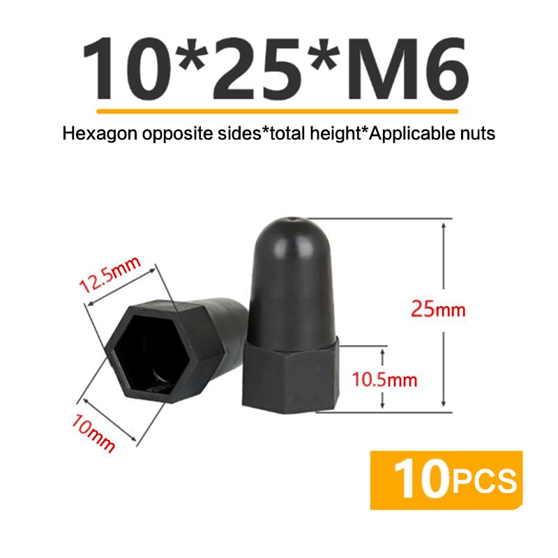 10PCS Lengthen Nut Cap Hexagonal Nut M6 M8 M10 M12PE Plastic Nut Protection Caps Hex Screw Protective Sleeve