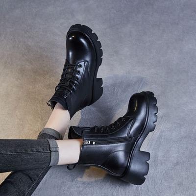 Ботильоны Мартин из мягкой кожи на квадратном каблуке, женские повседневные ботильоны на платформе, осенне-зимние ботильоны Мартин из черного бархата для тепла